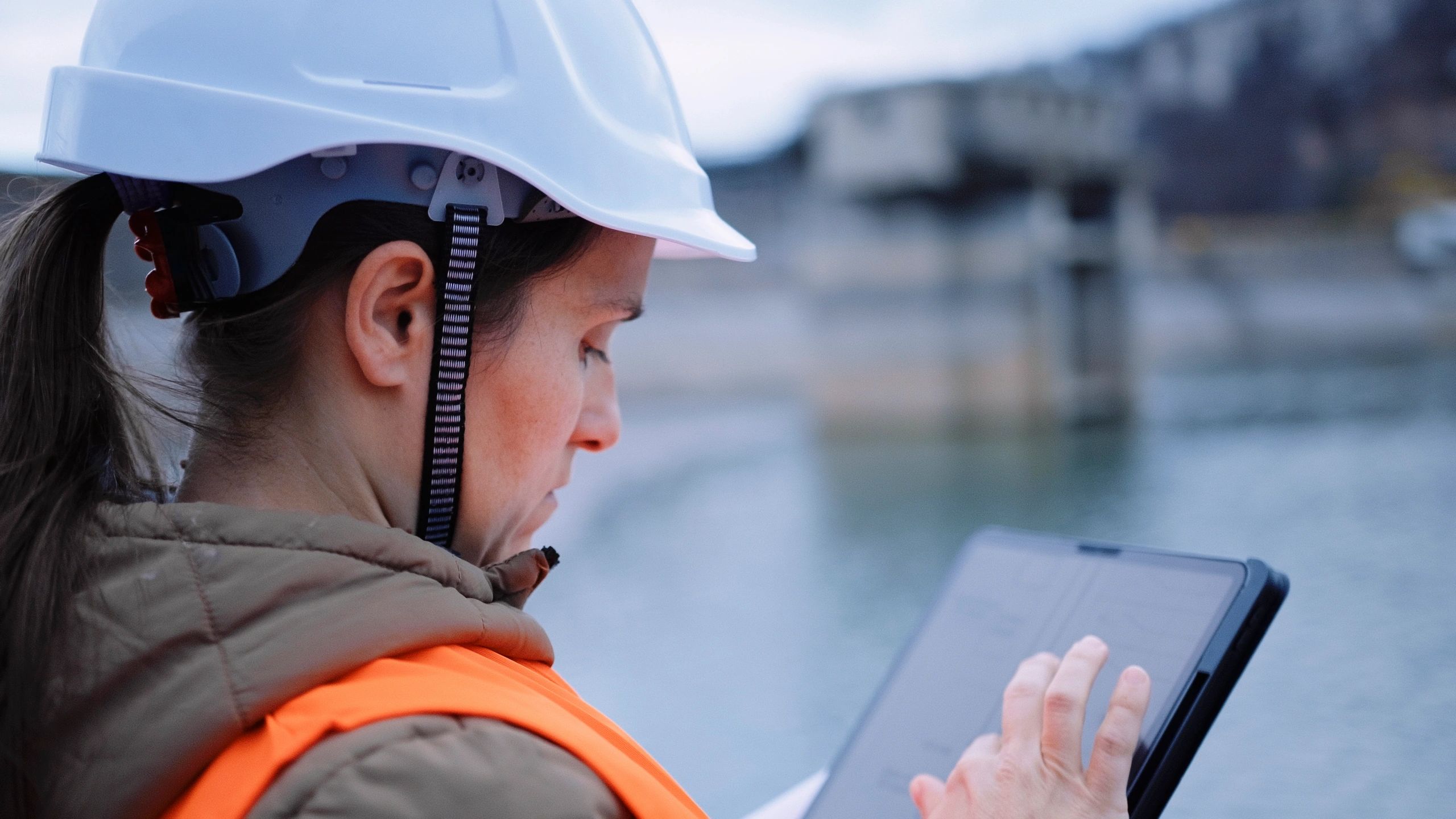 Engineer reviewing industrial energy systems