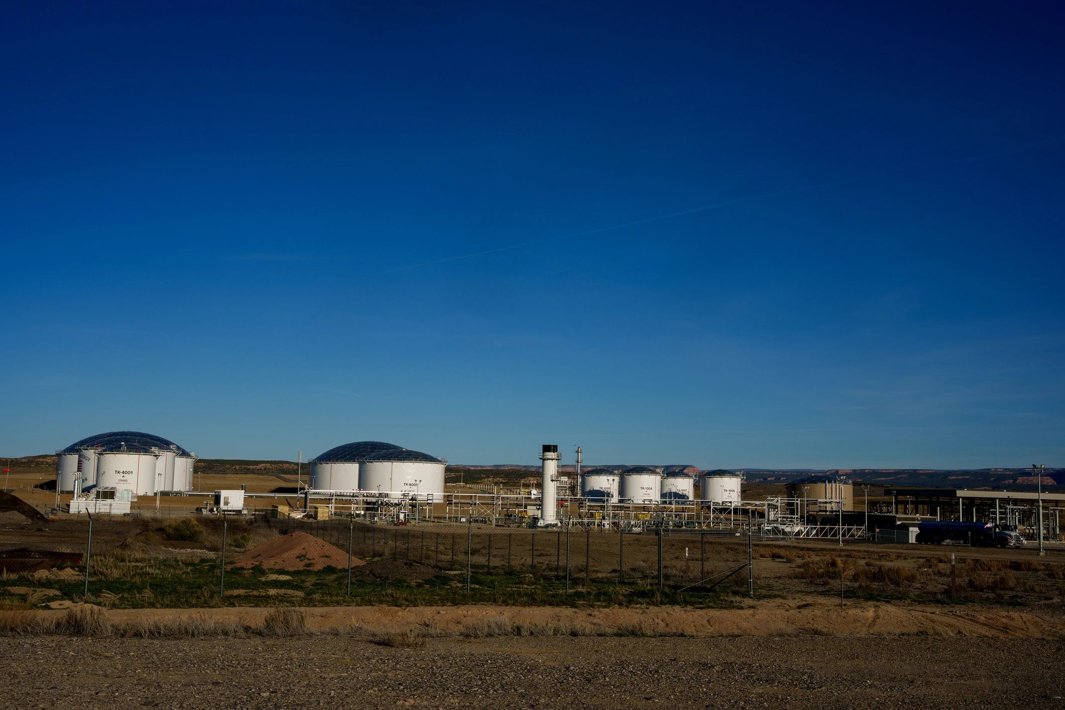 Industrial equipment facility with tanks and piping